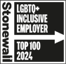 Logo: Stonewall LGBTQ+ Inclusive Employer - Top 100 2024